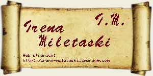 Irena Miletaški vizit kartica